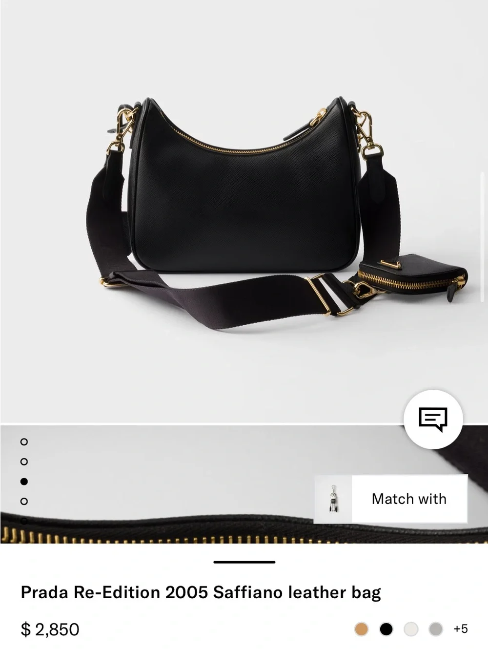 Prada Black Saffiano Leather Shoulder Bag with Gold Chain